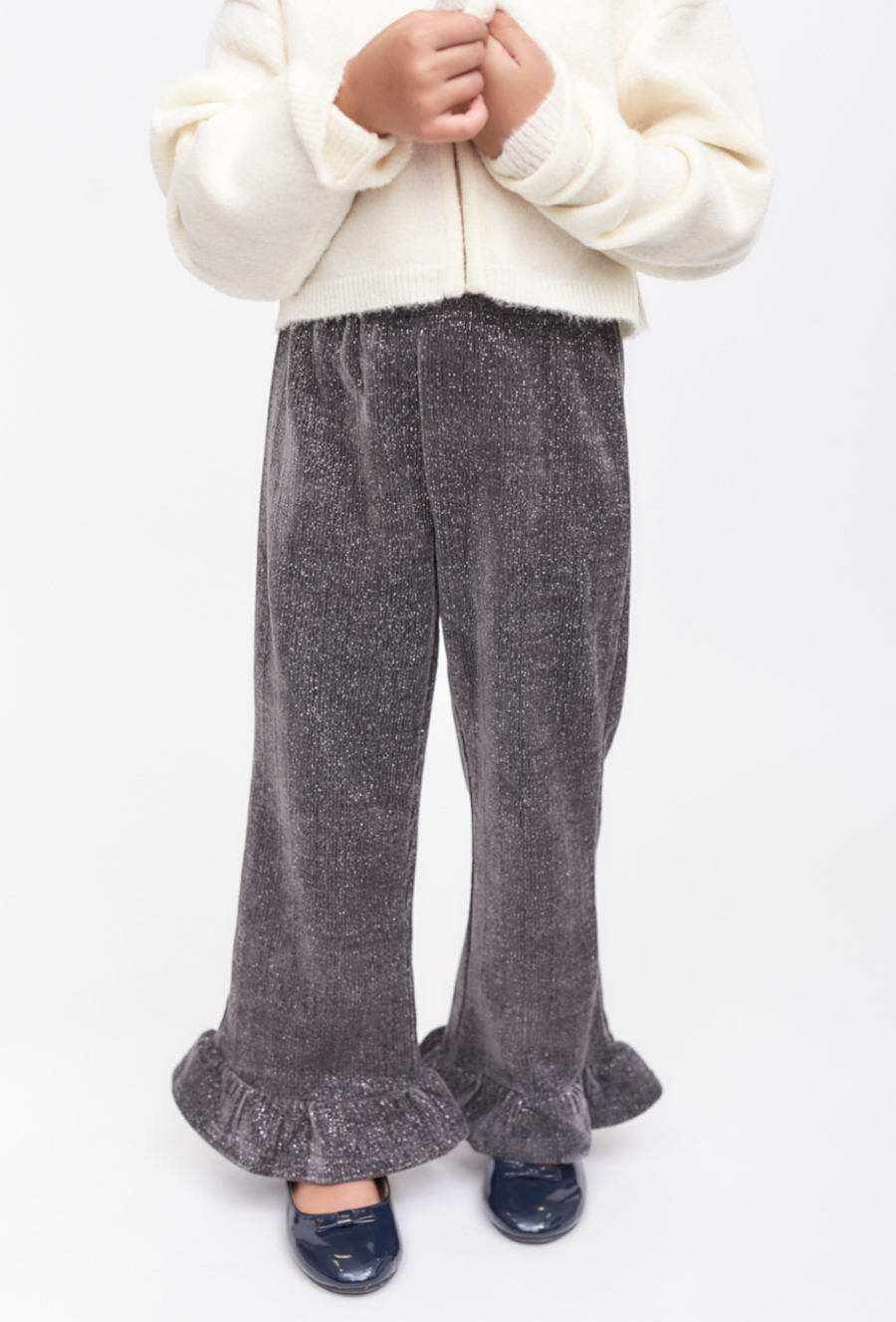 Szare spodnie wide leg dla dziewczynki - 510.15.