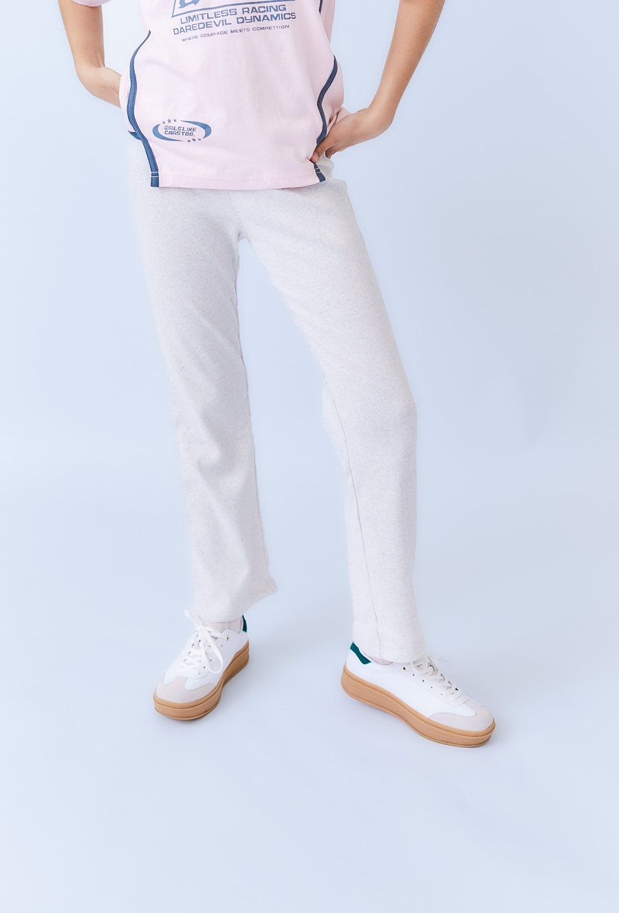 Szare spodnie dziewczęce flare