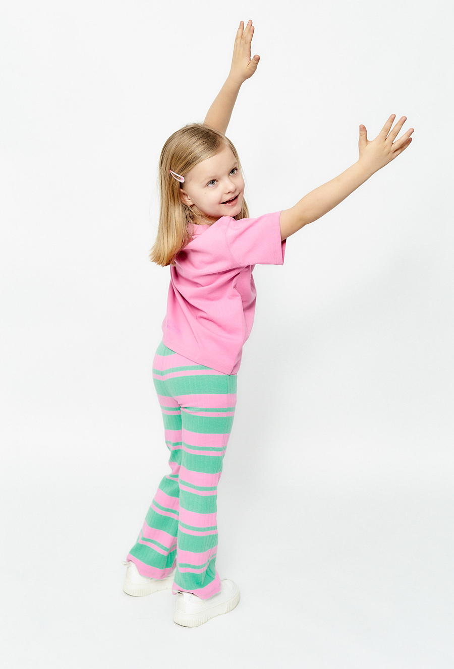 Bawełniany T-shirt dziewczęcy różowy