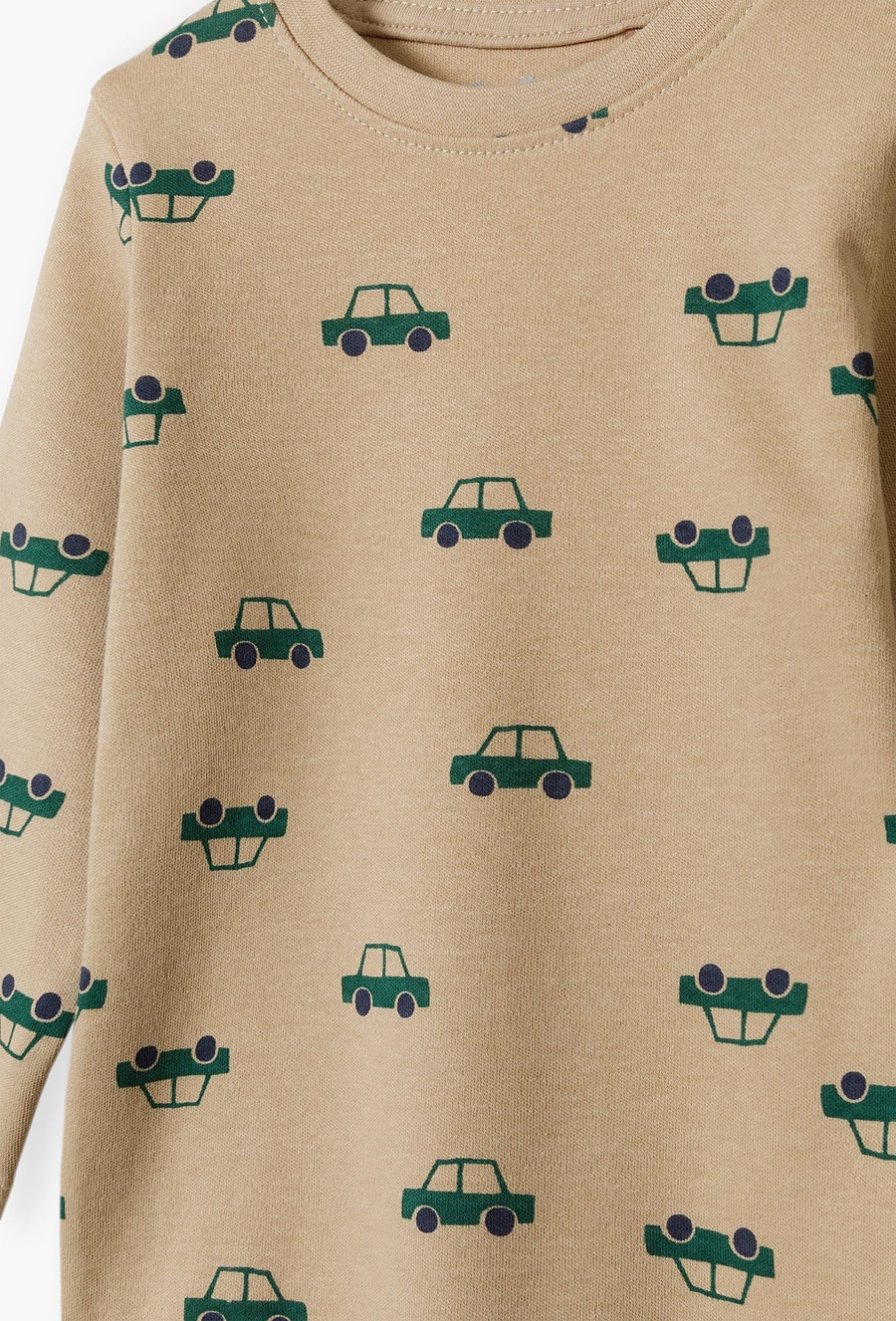 Bawełniane body z długim rękawem - beżowe w auta - 510.15.