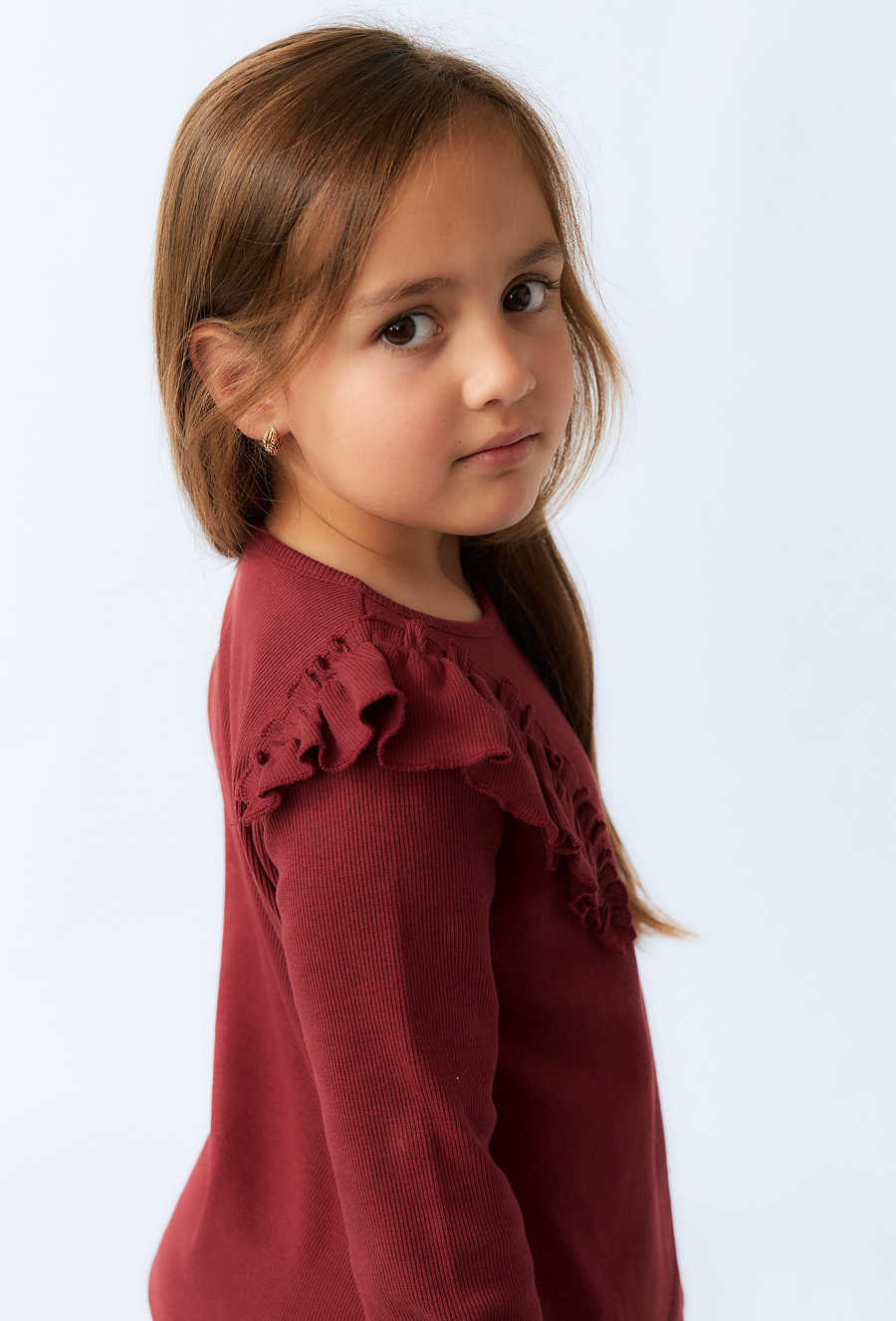 Bluzka z długim rękawem i falbankami