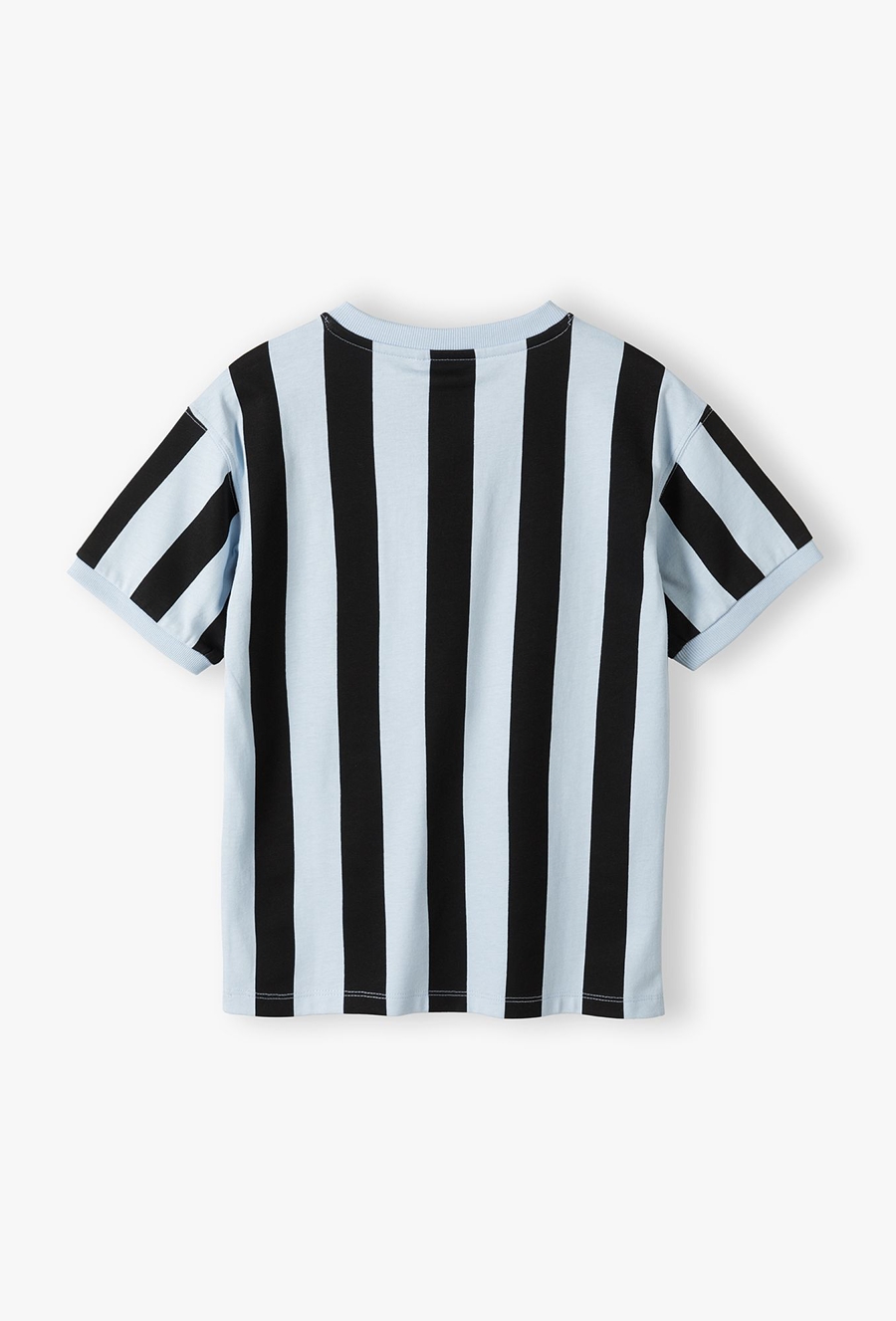 Dzianinowy t-shirt w niebiesko - granatowe paski