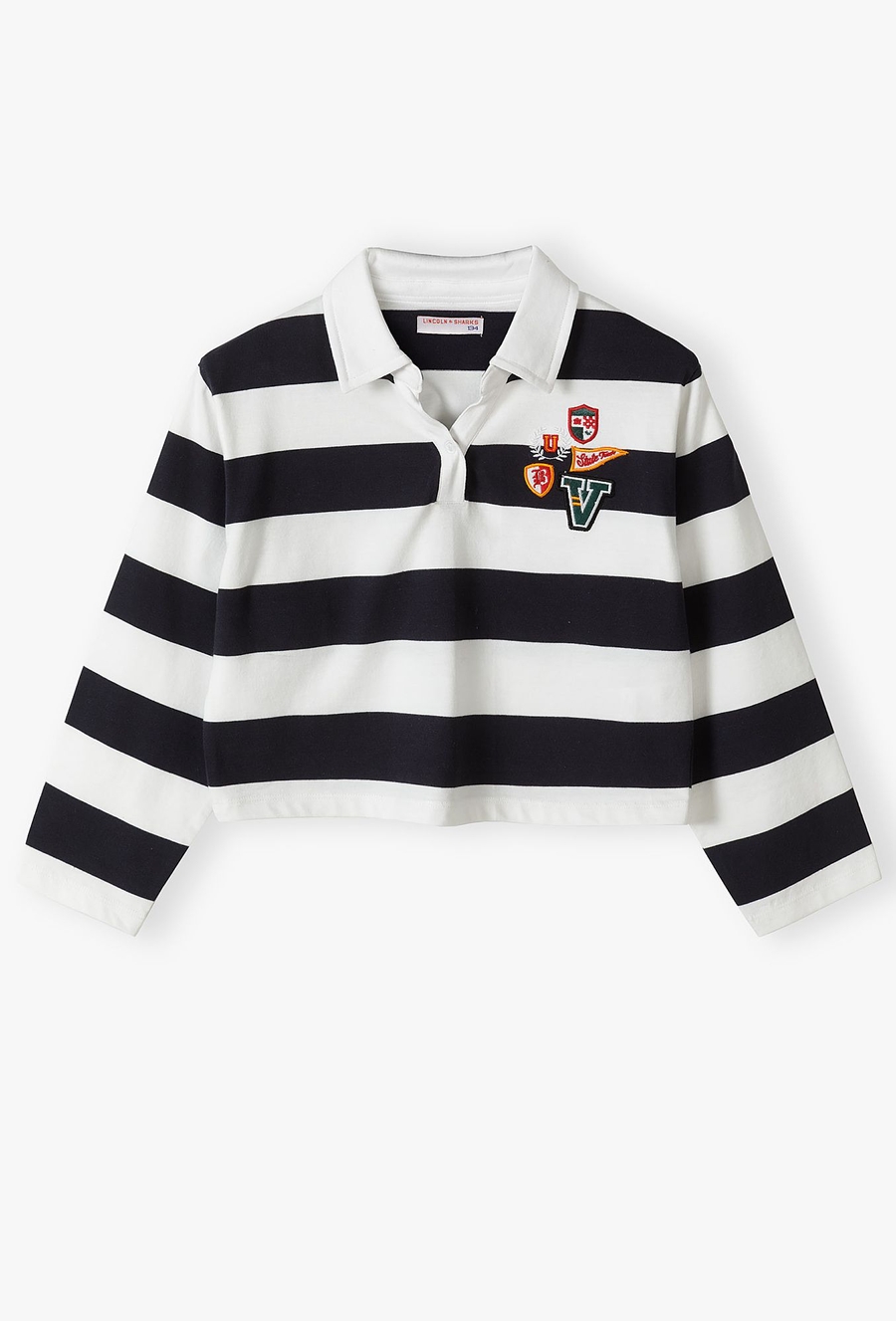 Bluzka dziewczęca w biało-granatowe paski - Lincoln&Sharks