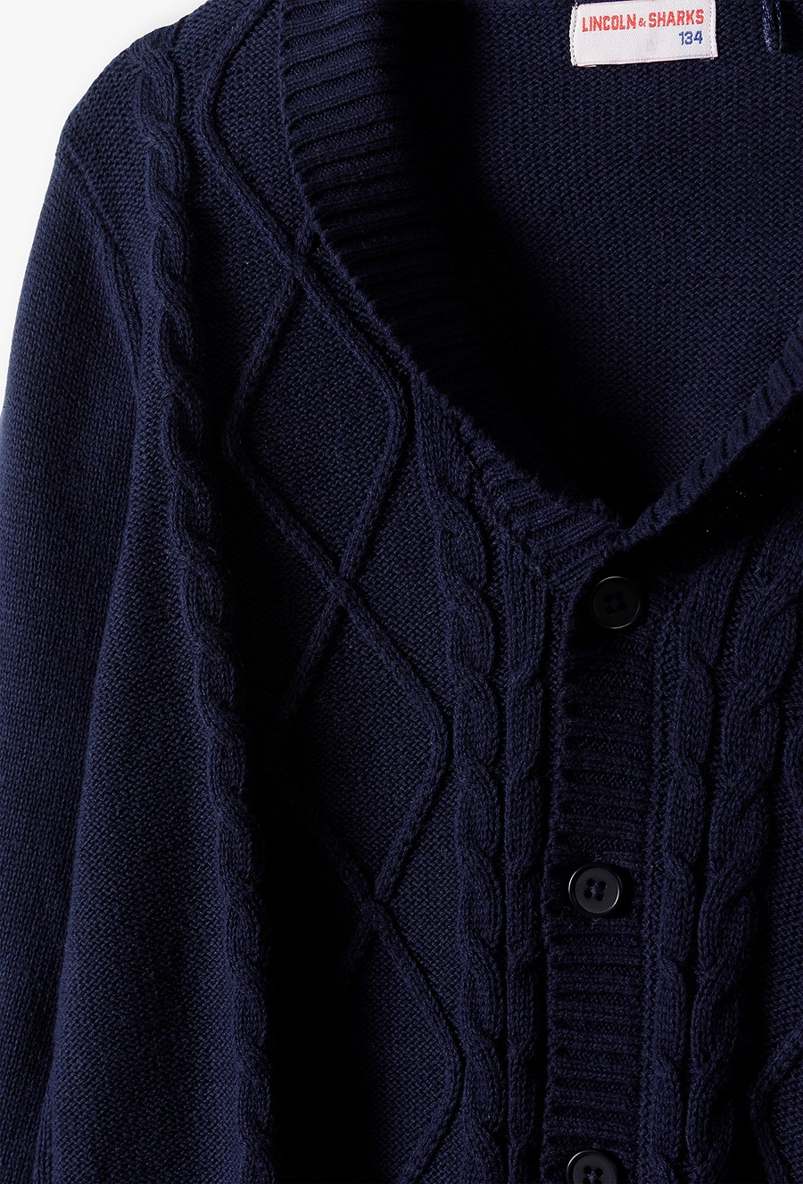 Rozpinany sweter chłopięcy z bawełny granatowy