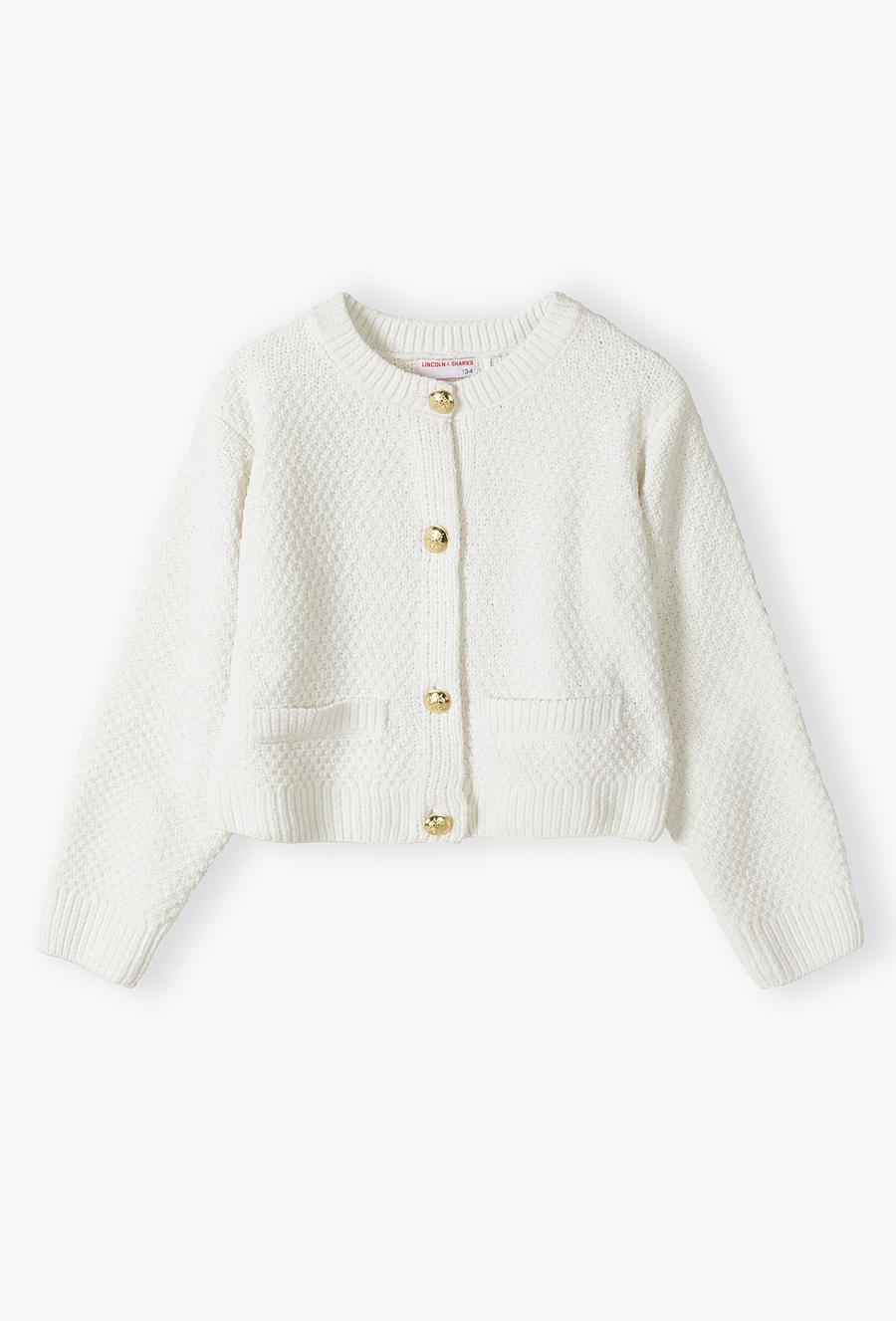 Elegancki sweter dziewczęcy ze otymi guzikami