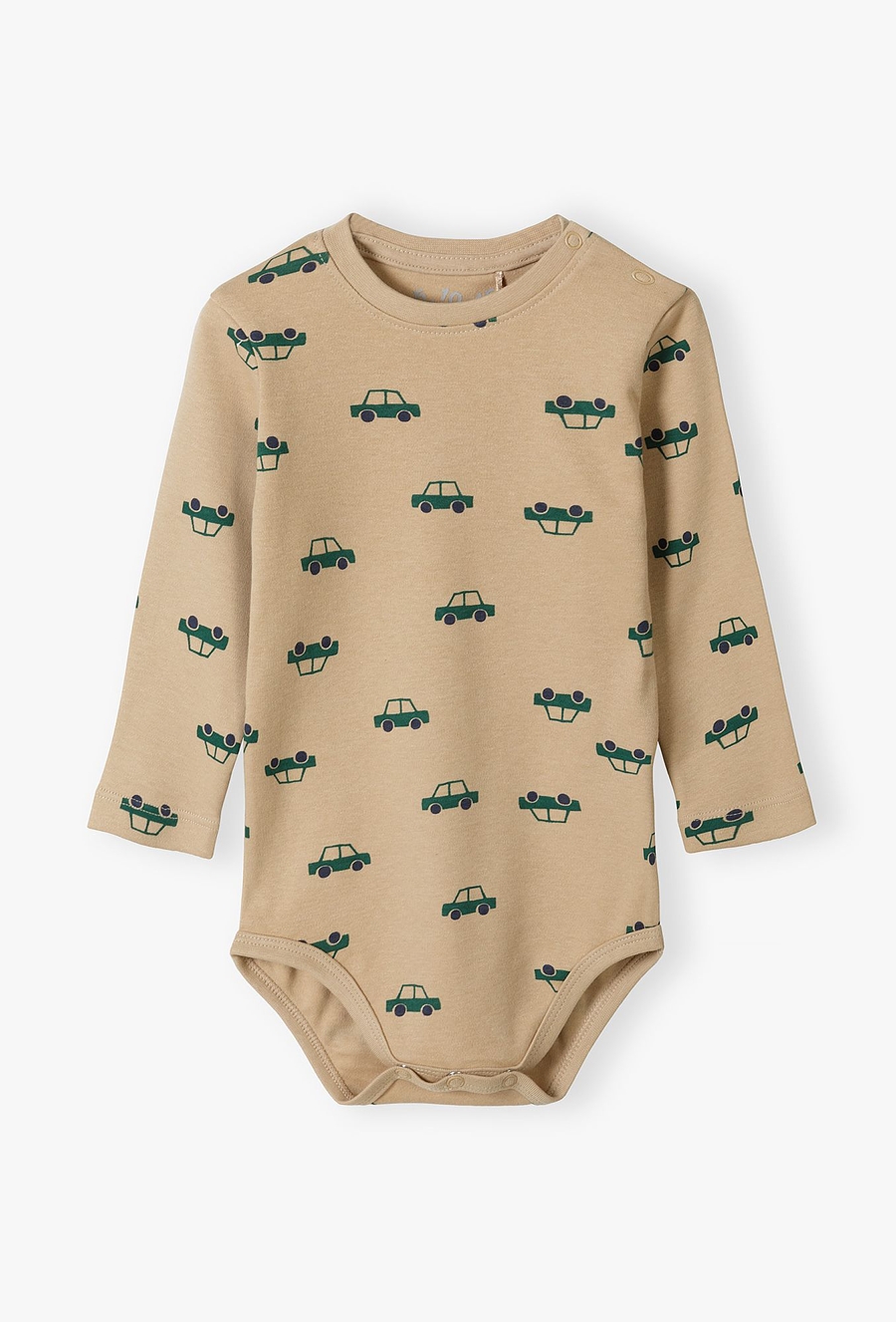Bawełniane body z długim rękawem - beżowe w auta - 510.15.
