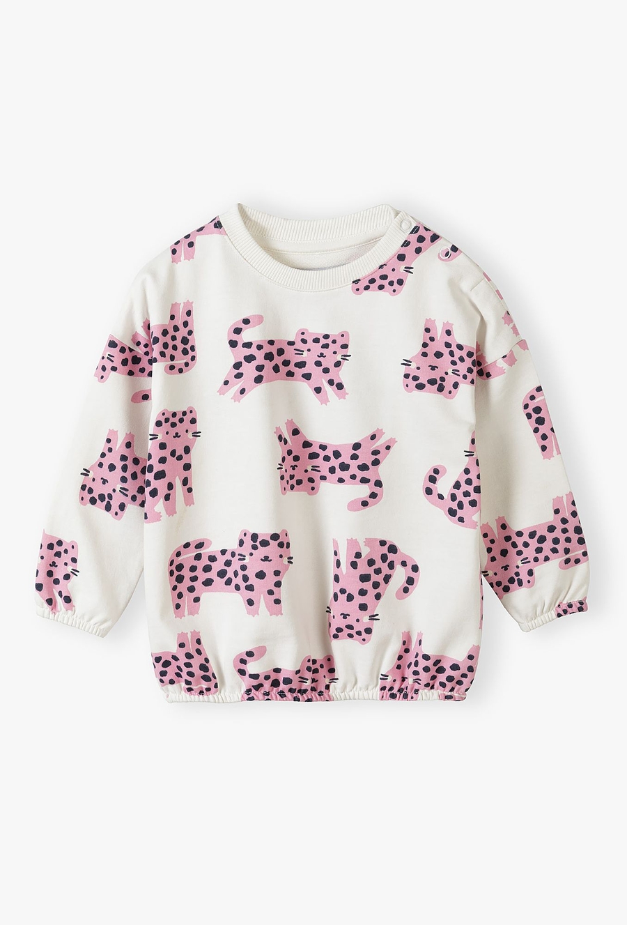 Bluza dresowa dla niemowlaka - ecru w różowe tygryski - 510.15.