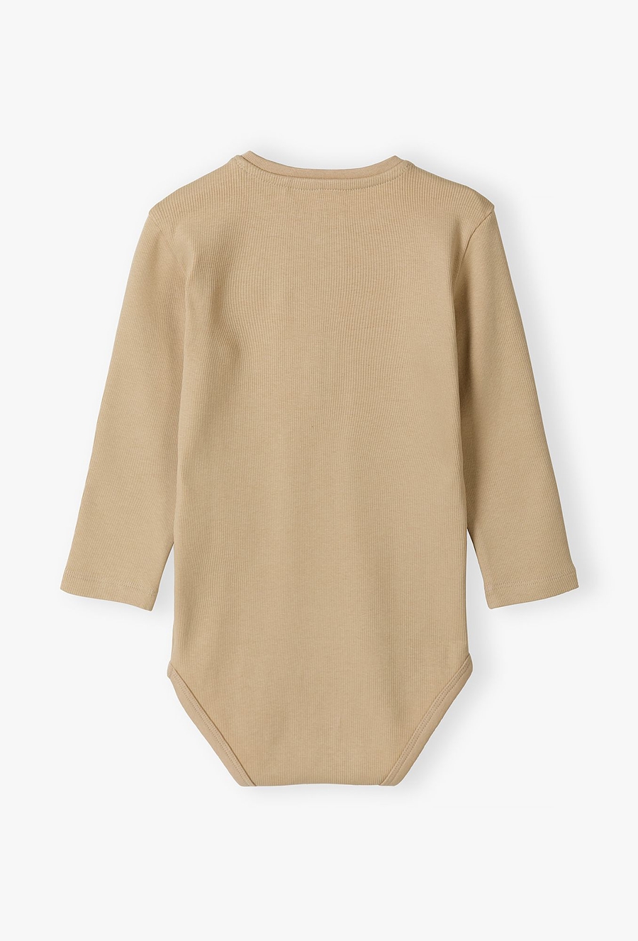 Beżowe body w prążki - długi rękaw - 510.15.