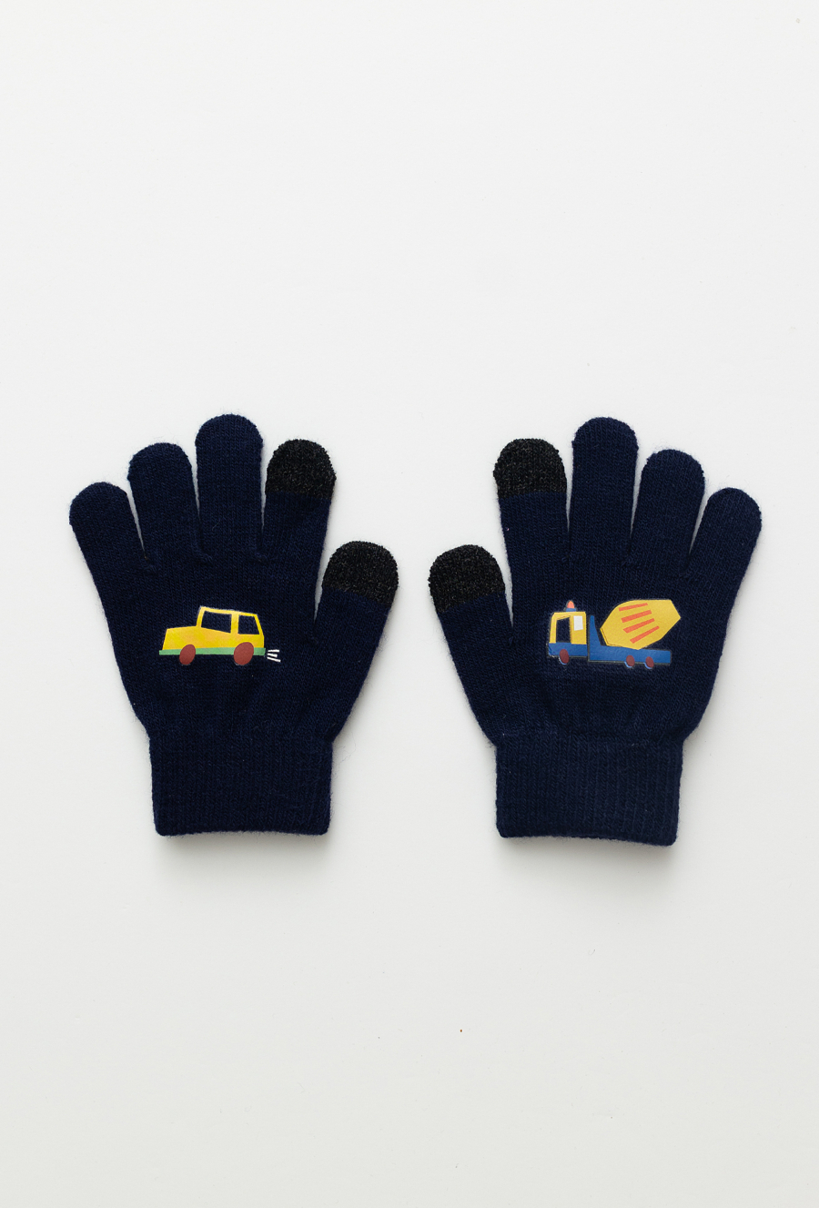 Granatowe rękawiczki dziecięce z nadrukiem