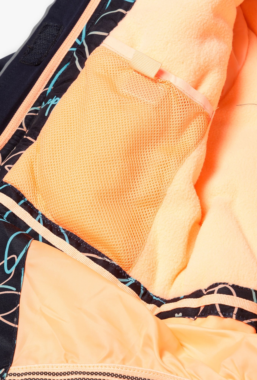 Kurtka narciarska dla dziewczynki granatowa w kwiaty - 510.15.