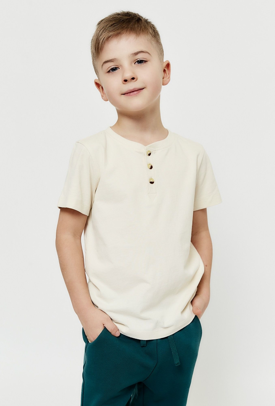 Koszulka henley - ecru