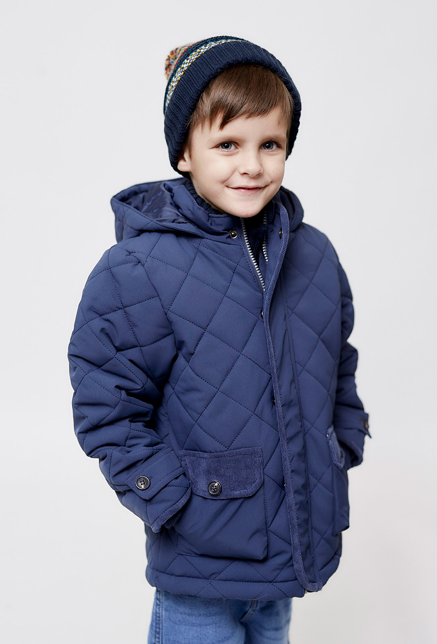 Granatowa pikowana kurtka przejściowa dla chłopca - 510.15.
