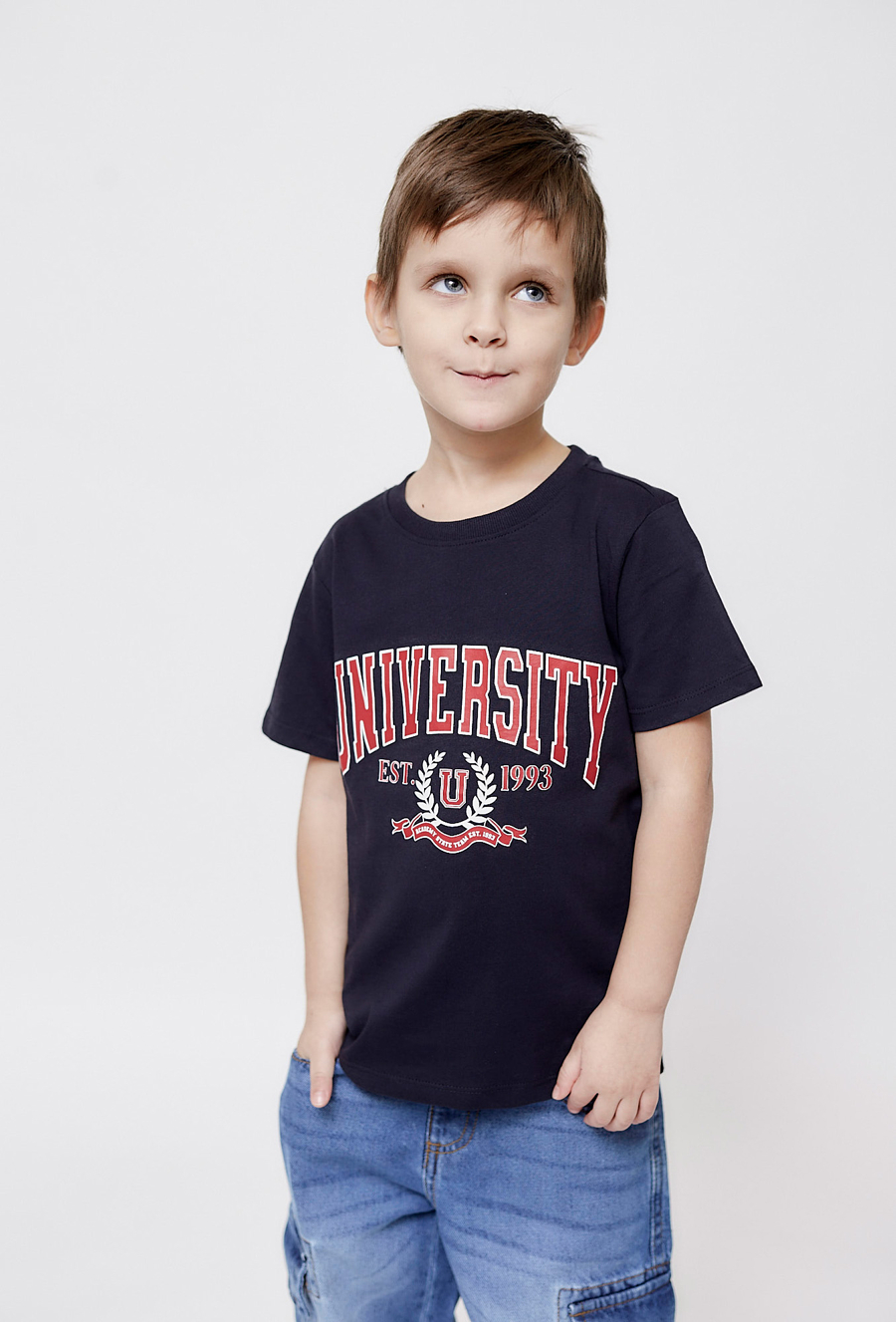 Koszulka chłopięca granatowa University