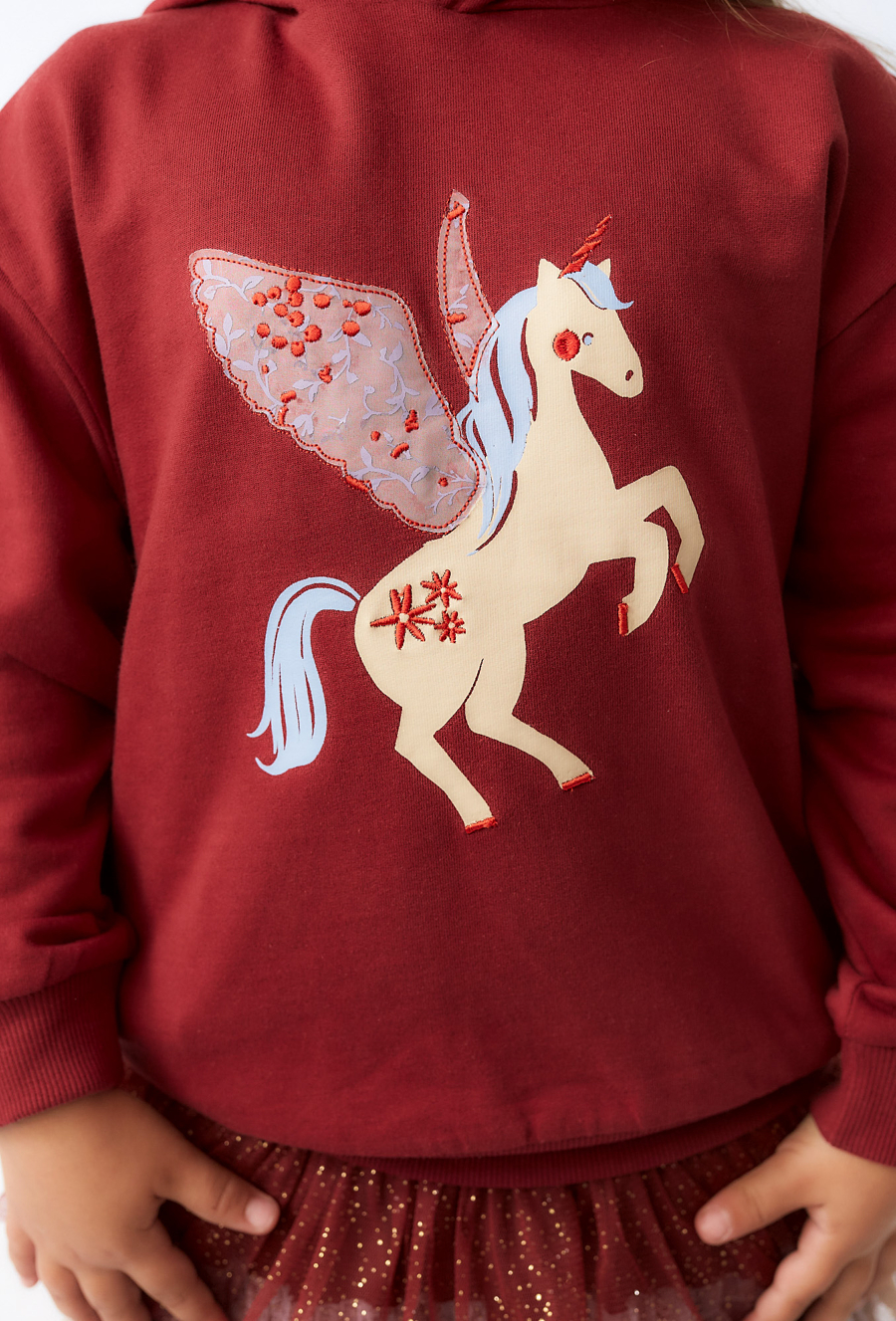 Bluza dziewczęca z kapturem – print jednorożca