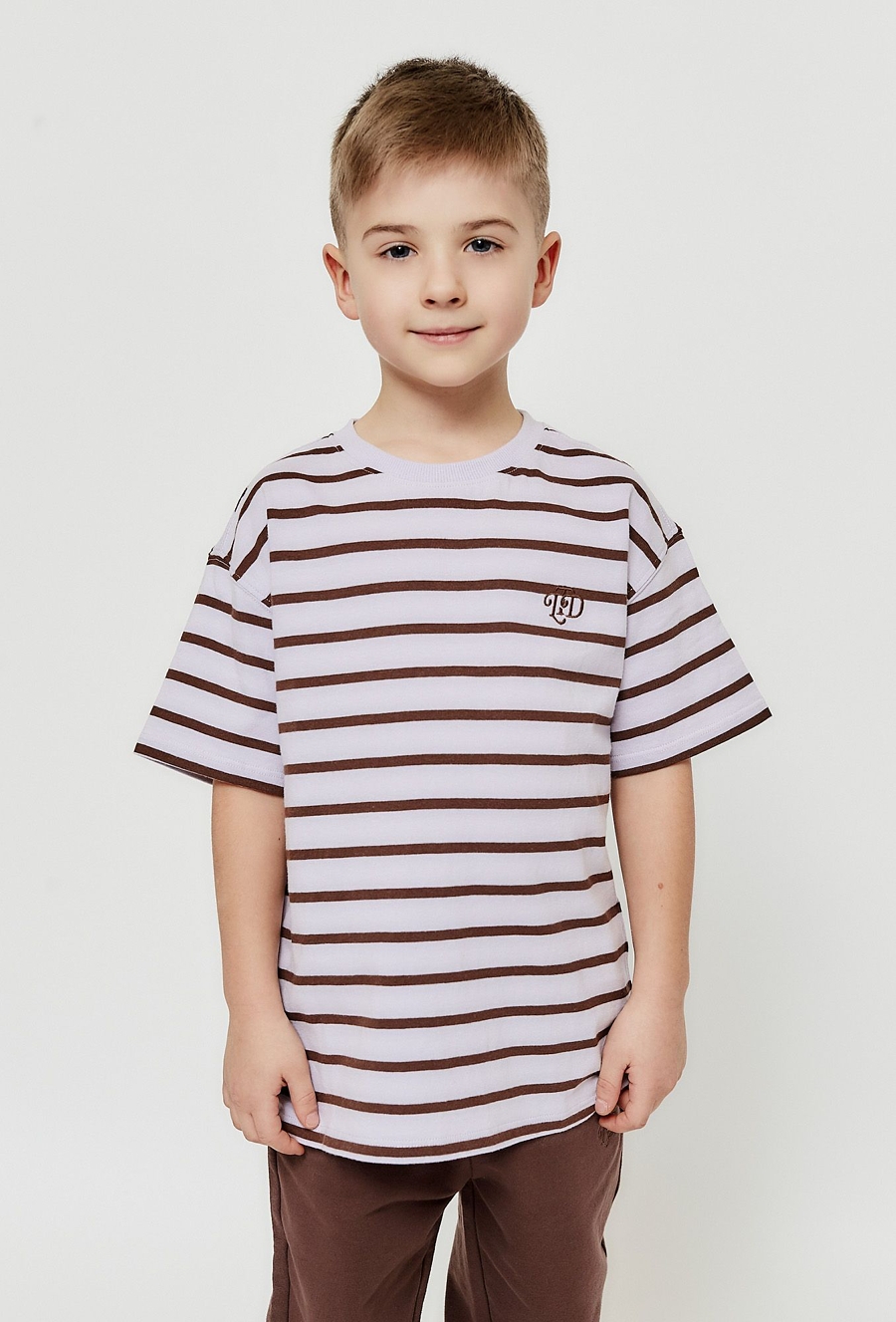 T- shirt w fioletowo - brązowe paski - Limited Edition