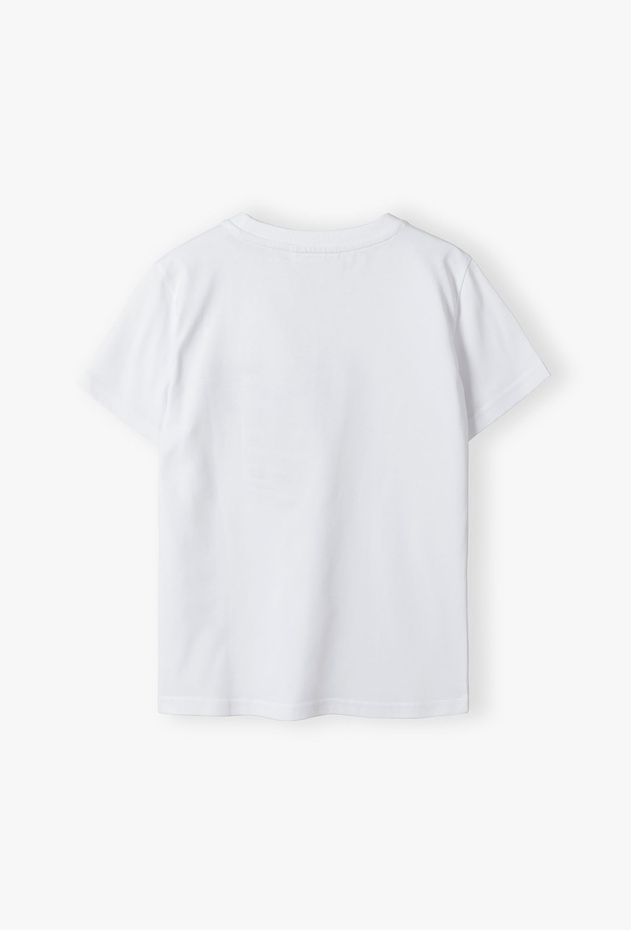 Biały bawełniany t-shirt chłopięcy z małym nadrukiem