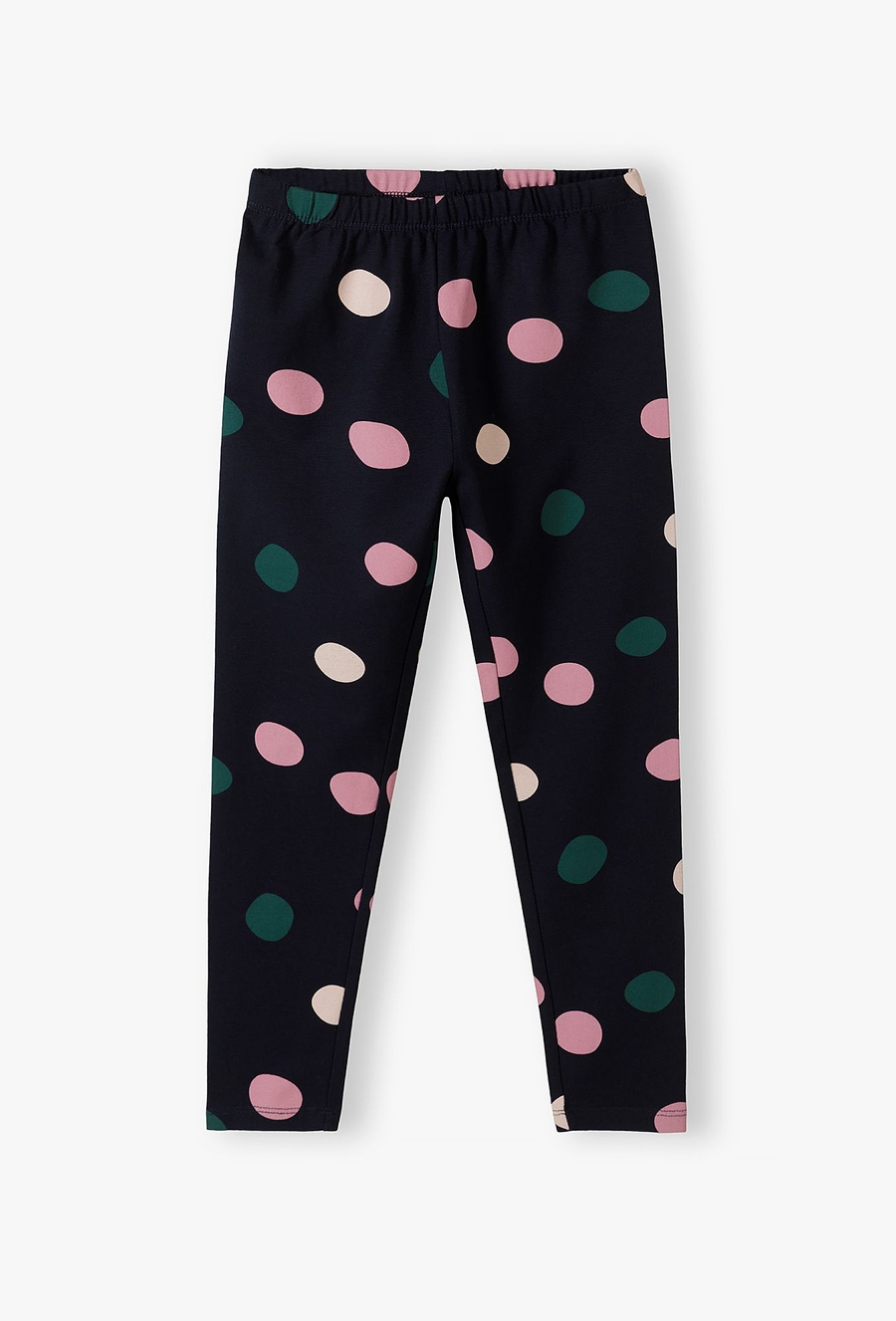 Granatowe leginsy dziewczęce w kolorowe opki - 510.15.