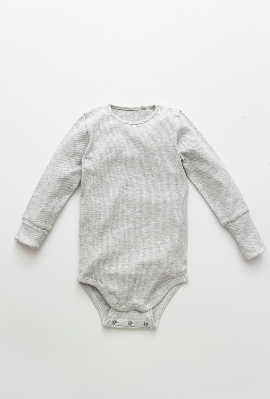 Szare ribowe body niemowlęce chłopięce z długim rękawem