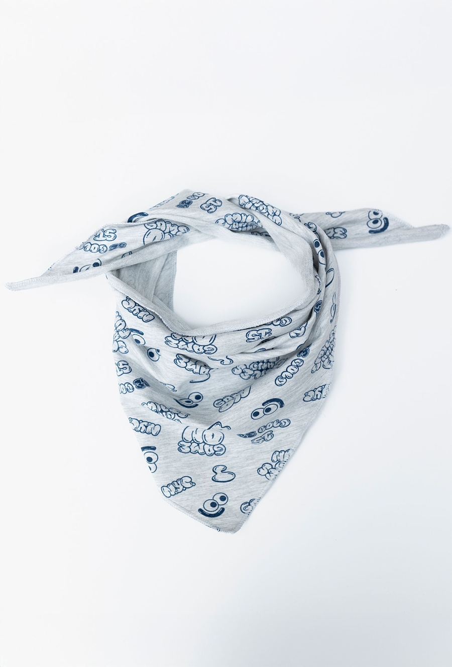 Bawełniana chustka pod szyję - szara z nadrukami