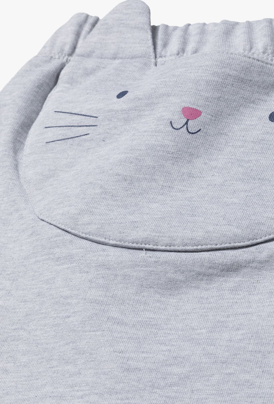 Szare spodnie dresowe niemowlęce z kotkiem