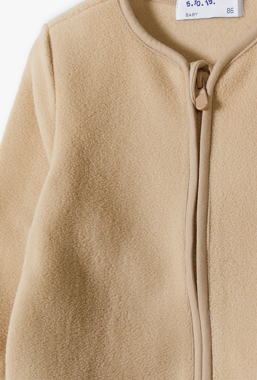 Beżowa ciepła. rozpinana bluza niemowlęca