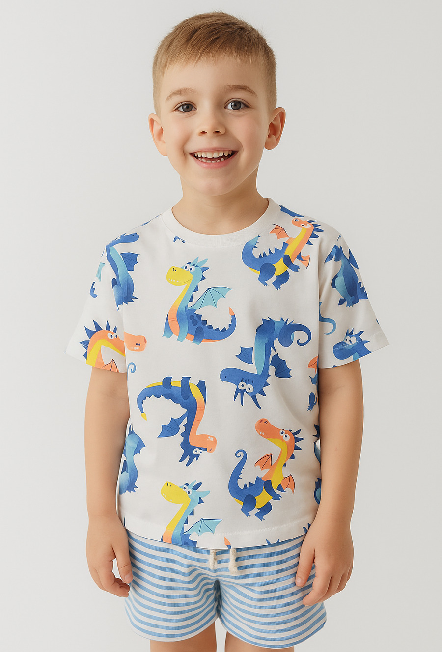 Koszulka chłopięca z ótkim rękawem – nadruk smoki