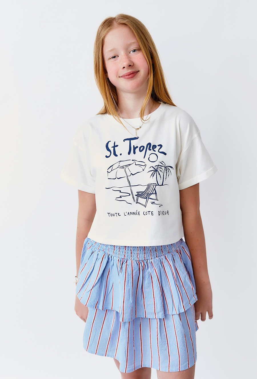 Spódnica w paski z falbaną