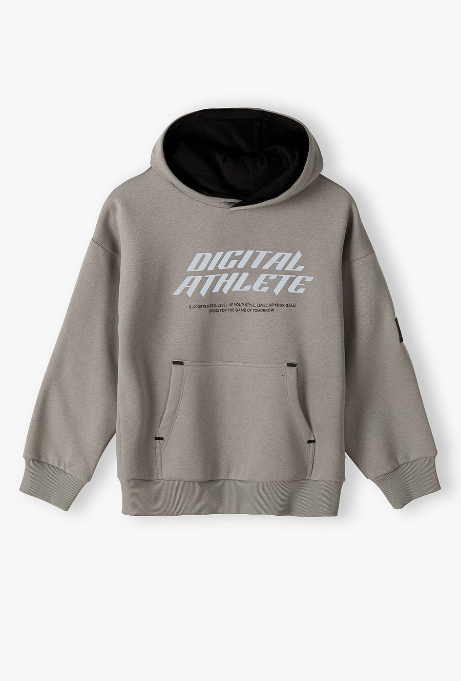Szara bluza nierozpinana z kapturem dla chłopca