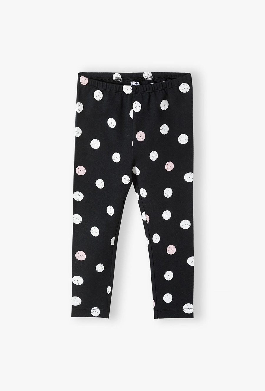 Czarne legginsy niemowlęce w grochy