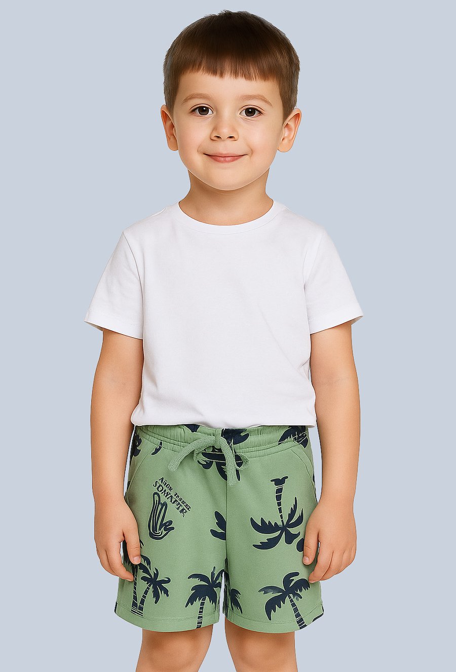 Szorty chłopięce z nadrukiem palm – zielone