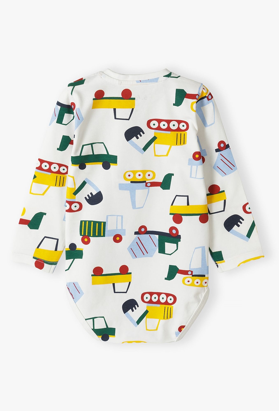 Body niemowlęce z długim rękawem - białe w samochody - 510.15.