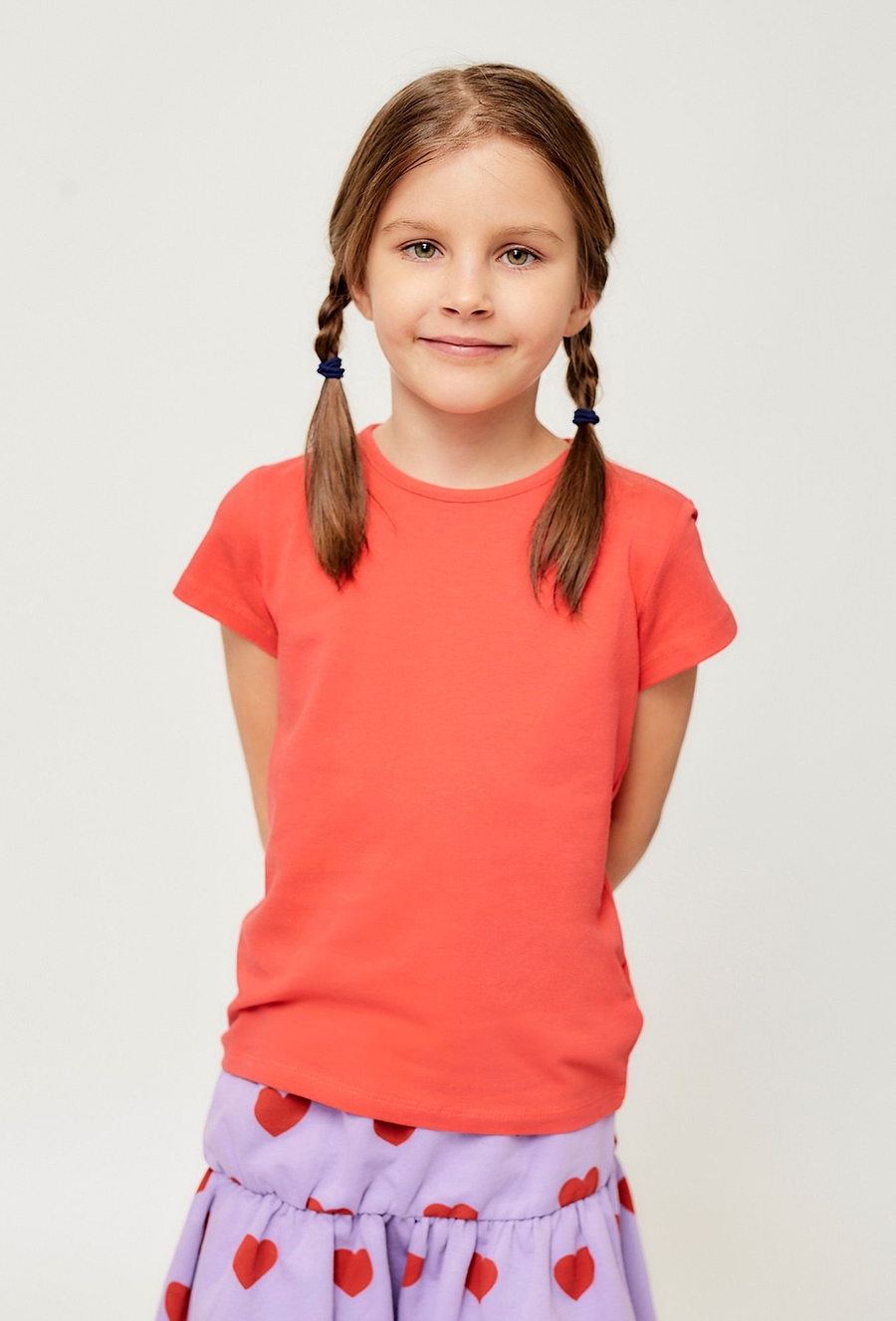 T-shirty dla dziewczynki - czerwony i fioletowy 2pak