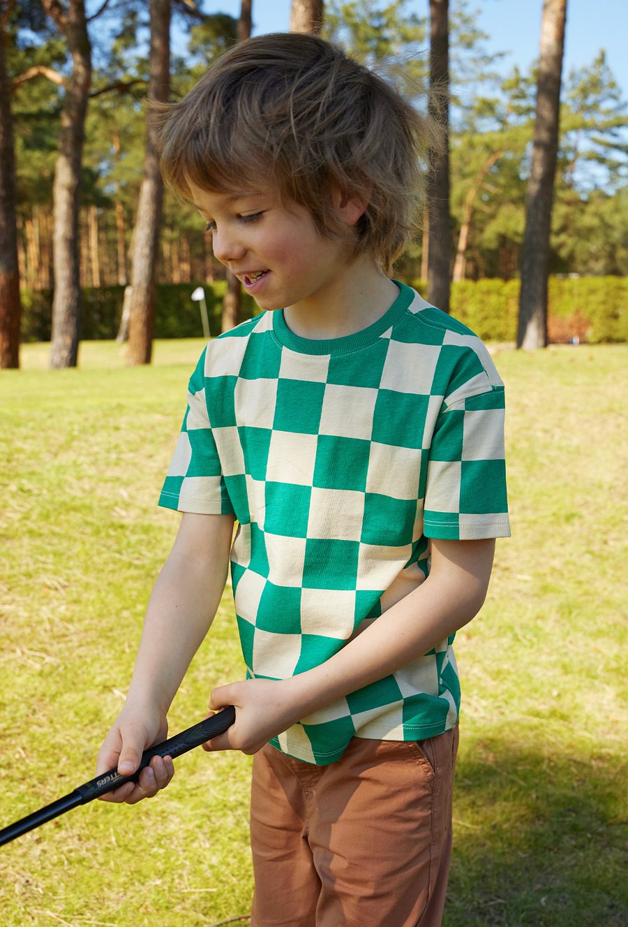 Bawełniany t-shirt chłopięcy w atkę