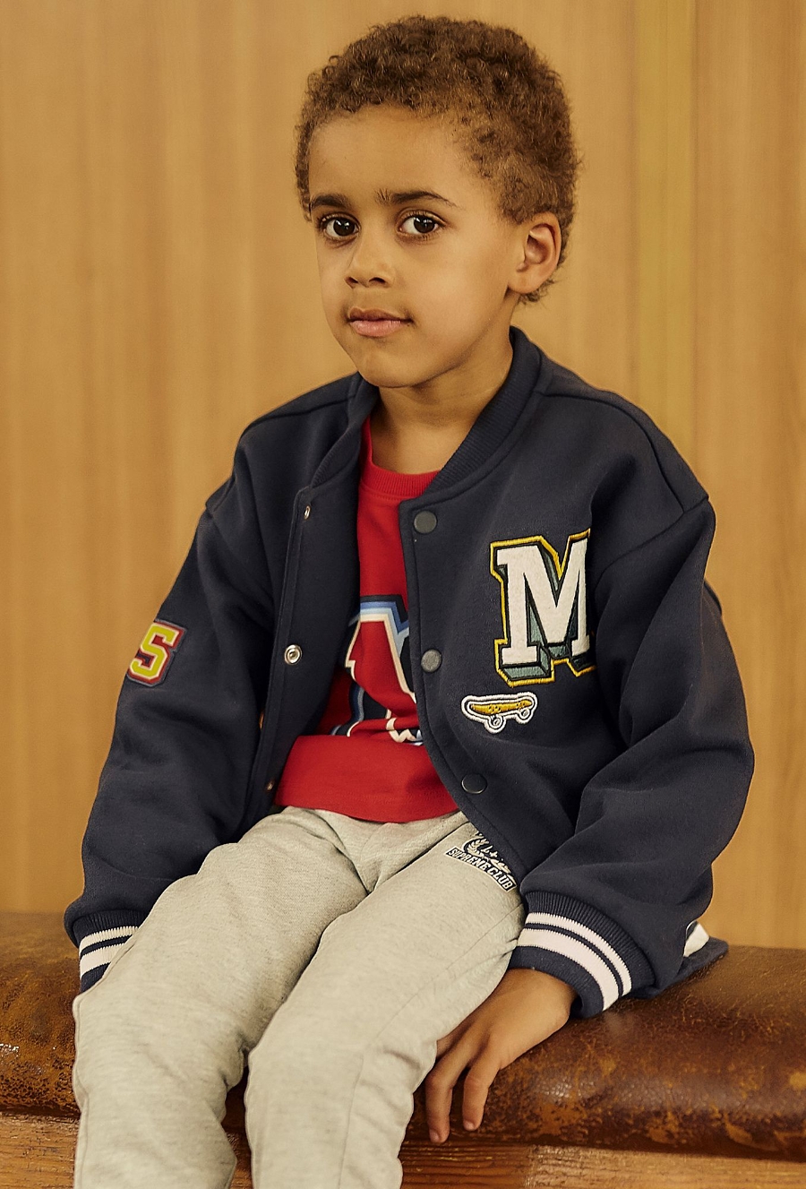 Bluza dzianinowa dla chłopca - granatowa bomberka - 510.15.