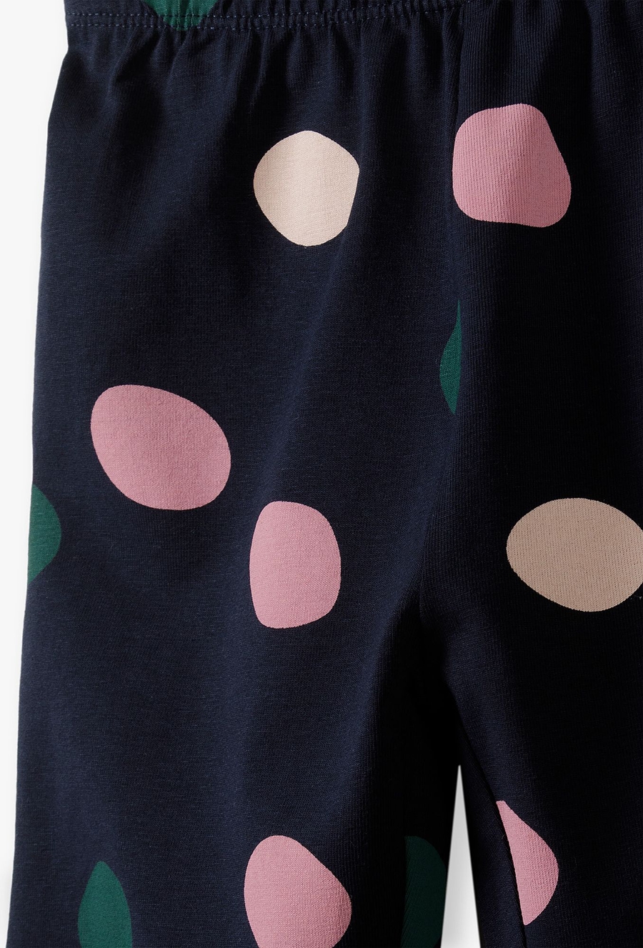 Granatowe leginsy dziewczęce w kolorowe opki - 510.15.