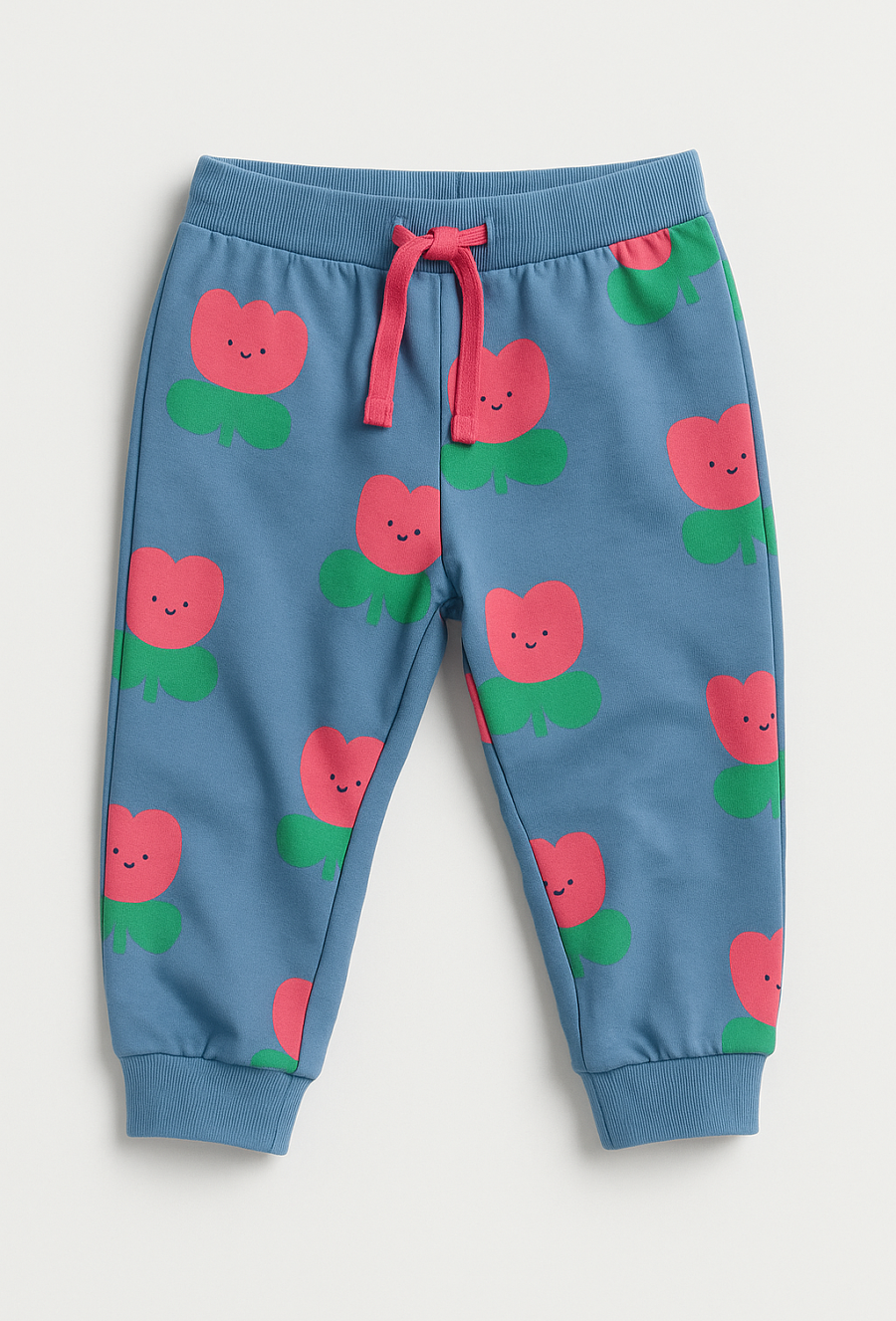 Spodnie dresowe dziewczęce z kwiatowym nadrukiem.