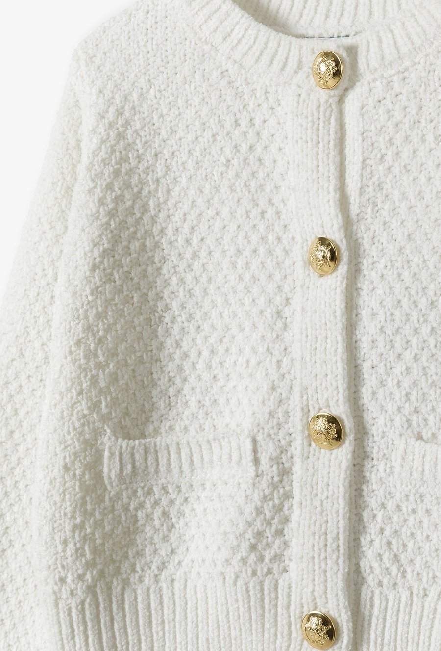 Sweter dziewczęcy zapinany na guziki - ecru - Max&Mia