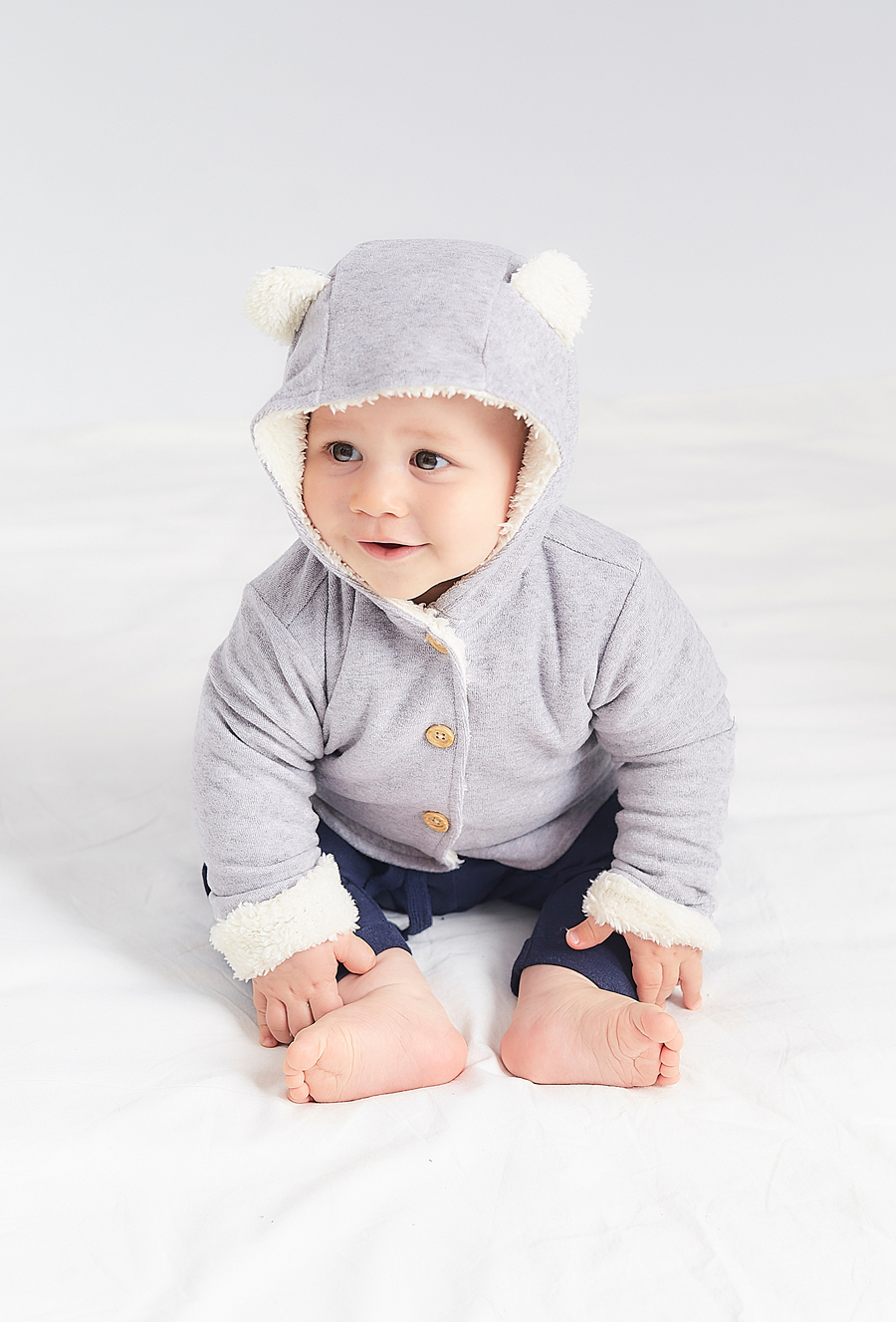 Szara bluza dresowa niemowlęca z kapturemi - 510.15.