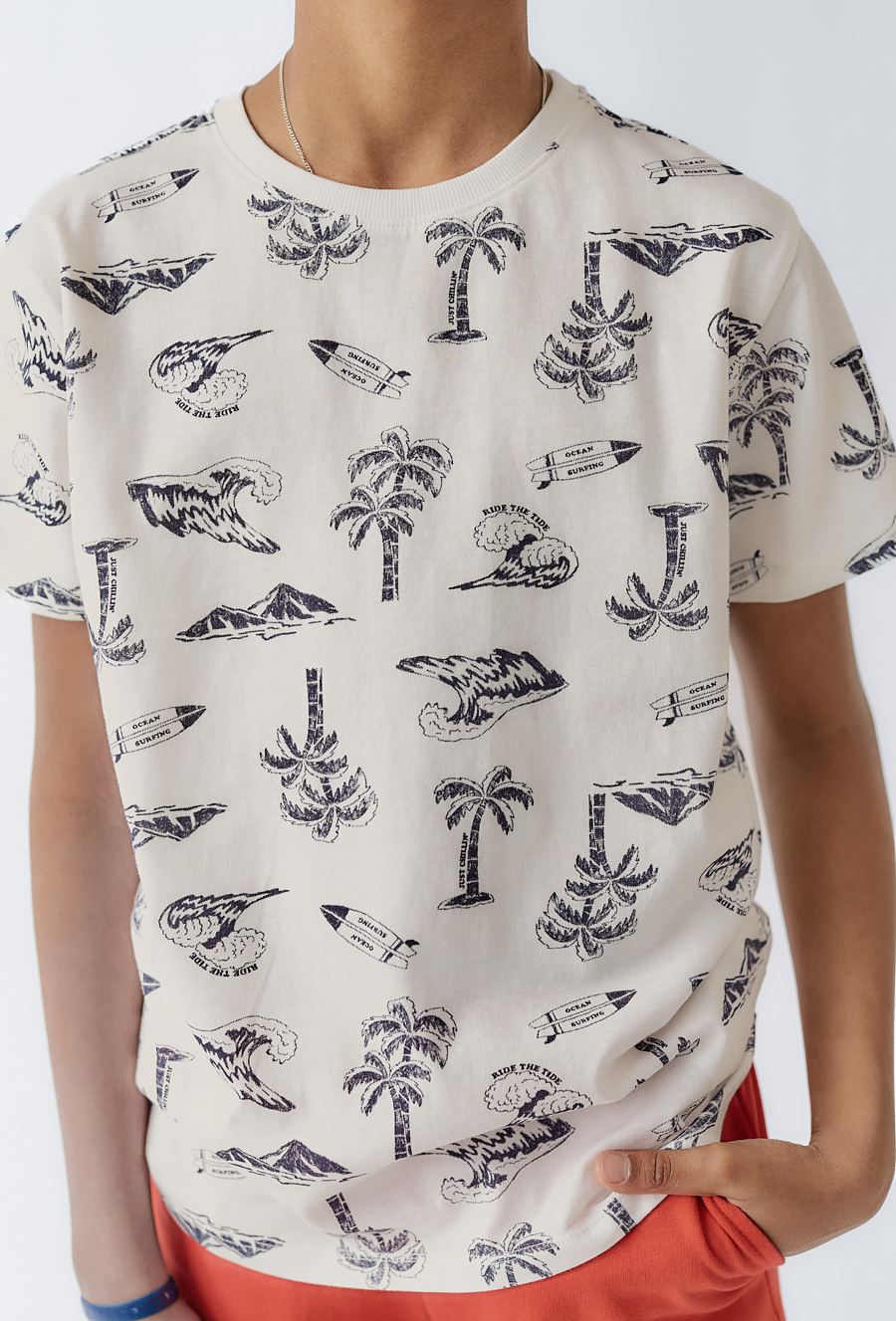T-shirt chłopięcy z nadrukiem palm