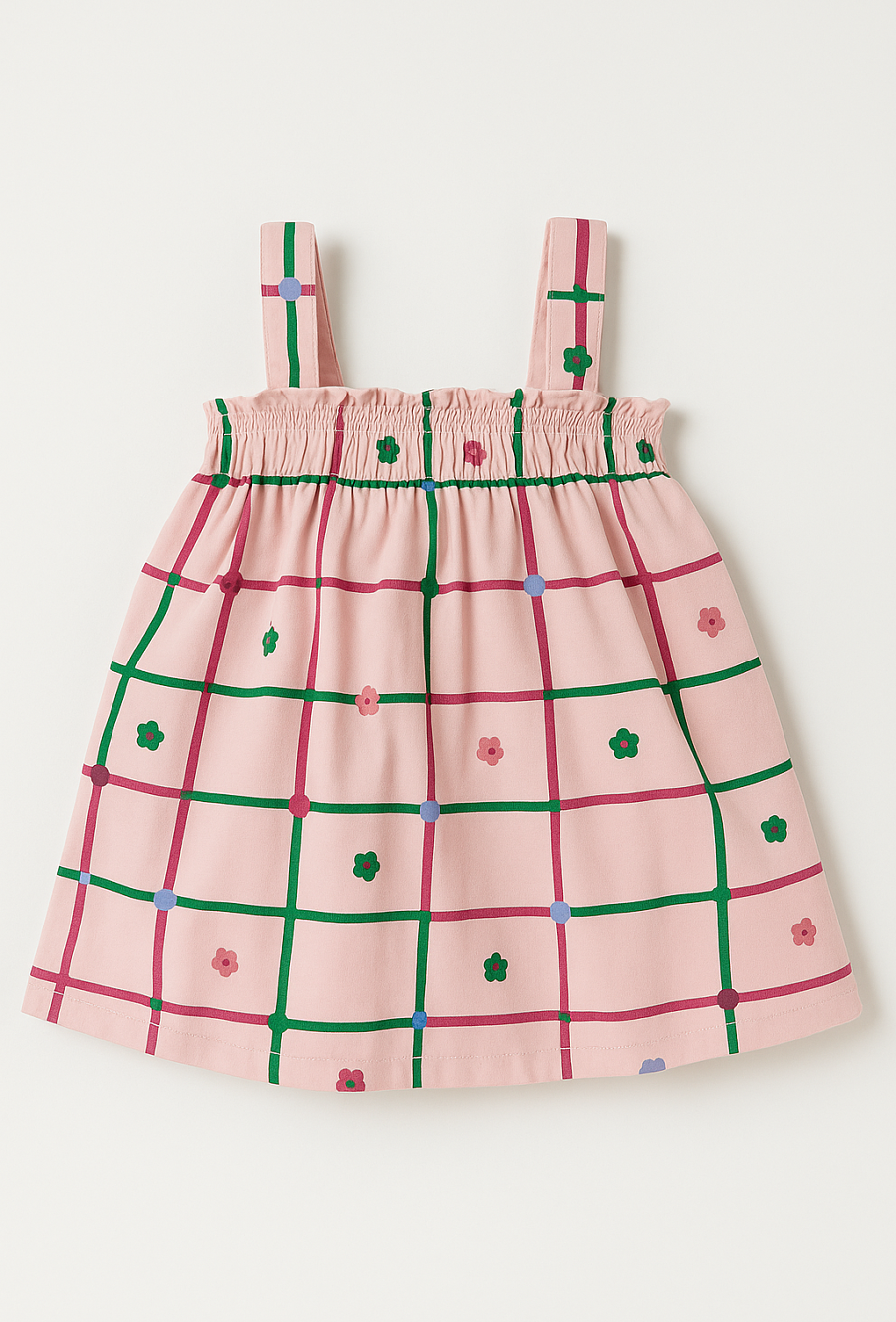 Koszulka dziewczęca na ramiączkach w kolorową atkę