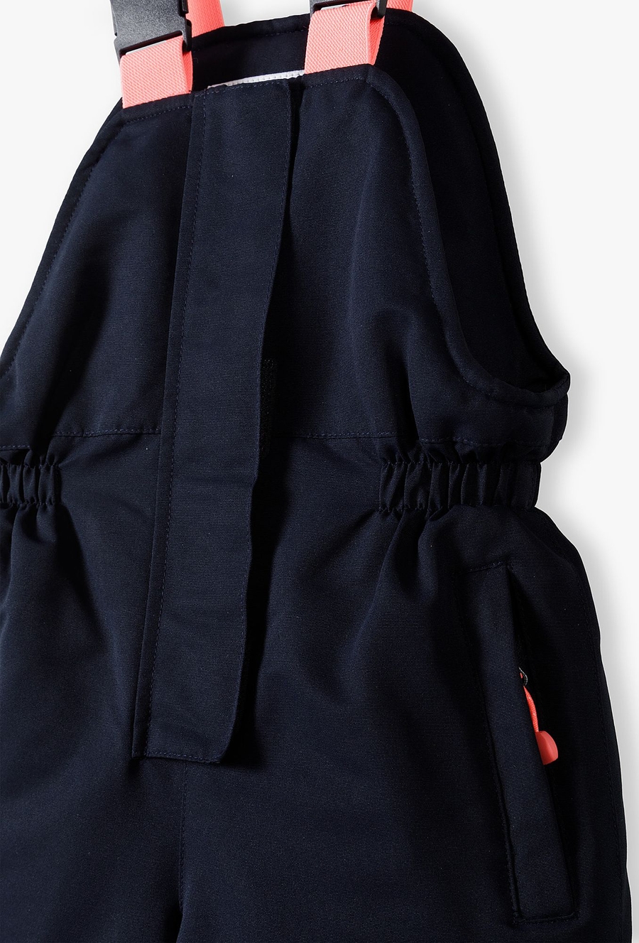 Granatowe spodnie narciarskie dla dziewczynki z szelkami