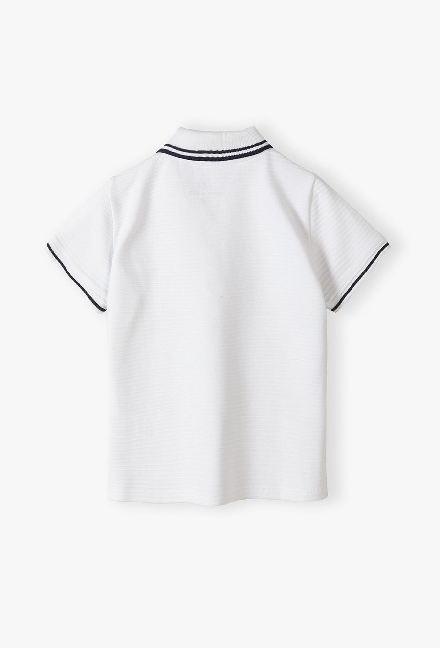 T-shirt chłopięcy biały z kołnierzykiem - Max&Mia