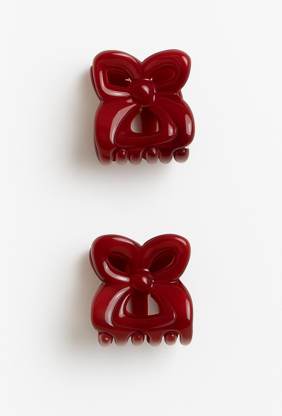 Zestaw bordowych klamerek do włosów z kokardą – 2 szt.