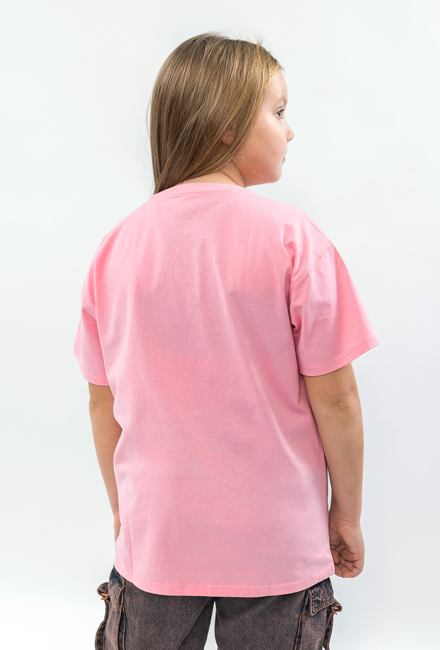 Gładki różowy tshirt dziewczęcy