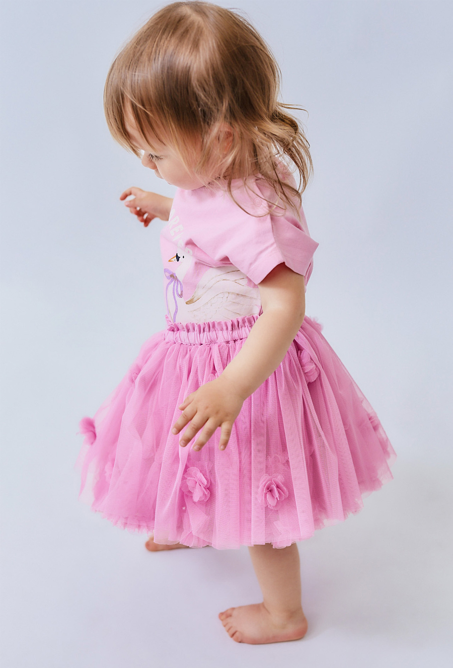 Tiulowa spódniczka z ozdobnymi kwiatkami