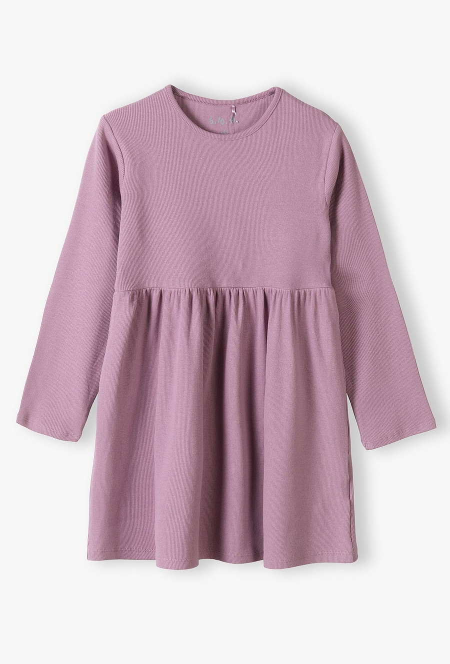Dzianinowa sukienka dla dziewczynki - fioletowa w prążki