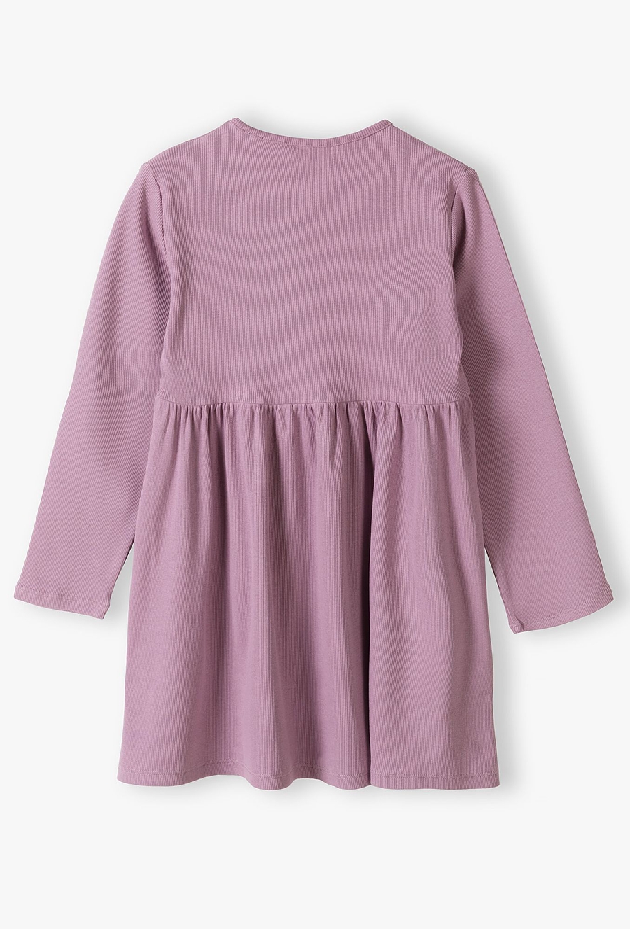 Dzianinowa sukienka dla dziewczynki - fioletowa w prążki