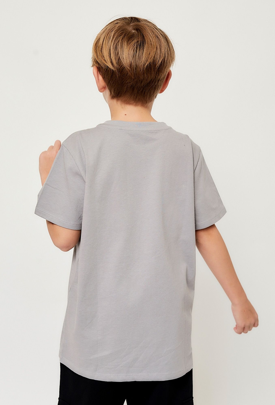 Szara koszulka chłopięca - piłkarski nadruk