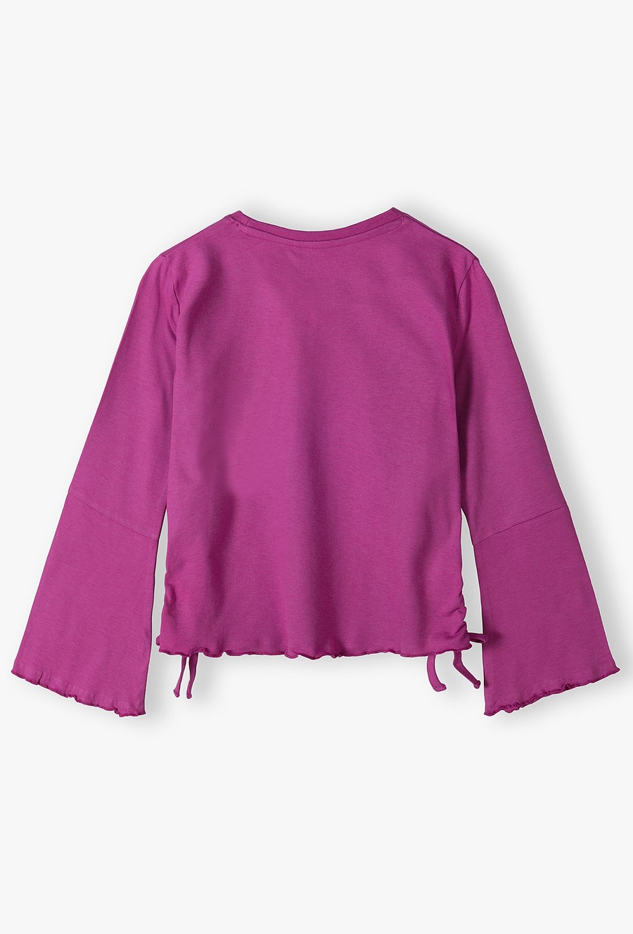 Różowa bluzka dziewczęca z rozszerzanymi rękawami