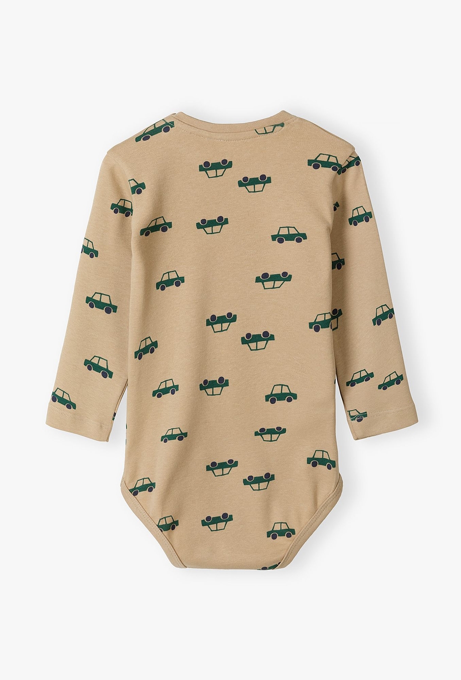 Bawełniane body z długim rękawem - beżowe w auta - 510.15.